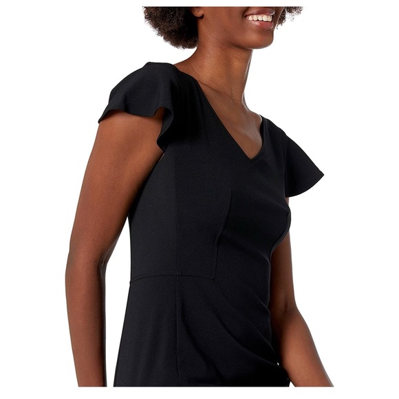 Lark & Ro Flutter Sleeve V Neck Sheath Dress - Picture 3 of 11